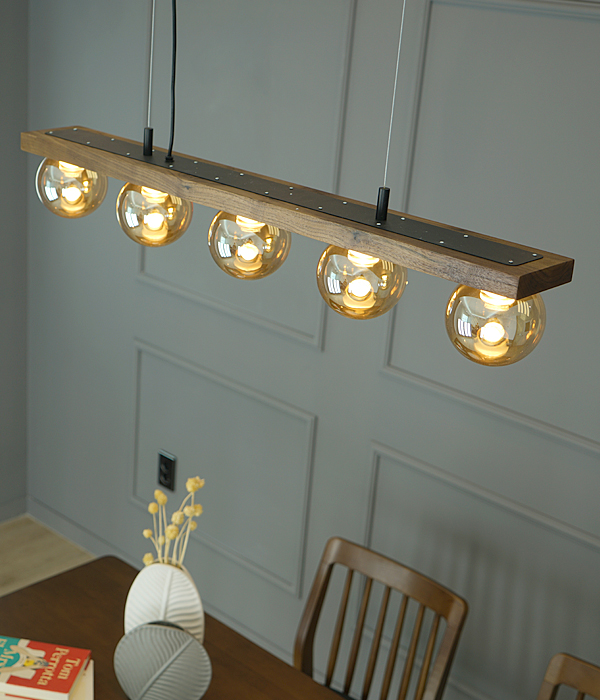 벤토리 5등 원목 식탁등 펜던트조명 LED25W