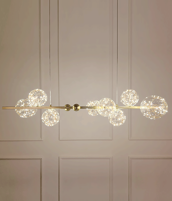 밀키 일자 8등 인테리어전등 식탁등