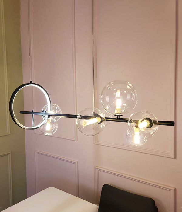 플라토 7등 일자 유리볼식탁등